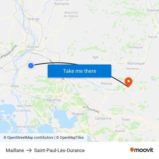 Maillane to Saint-Paul-Lès-Durance map