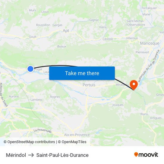 Mérindol to Saint-Paul-Lès-Durance map