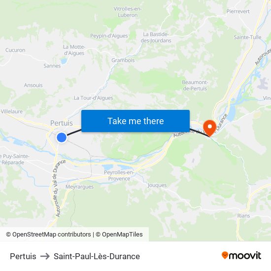 Pertuis to Saint-Paul-Lès-Durance map