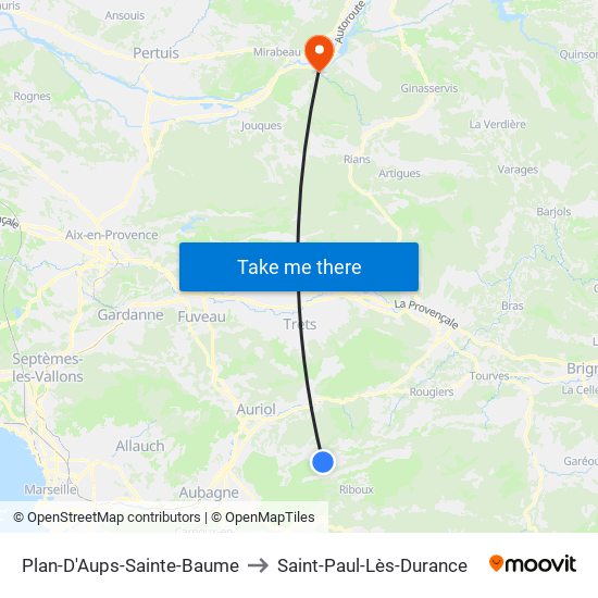 Plan-D'Aups-Sainte-Baume to Saint-Paul-Lès-Durance map