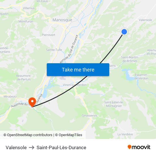 Valensole to Saint-Paul-Lès-Durance map