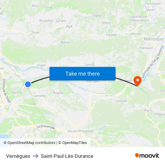 Vernègues to Saint-Paul-Lès-Durance map