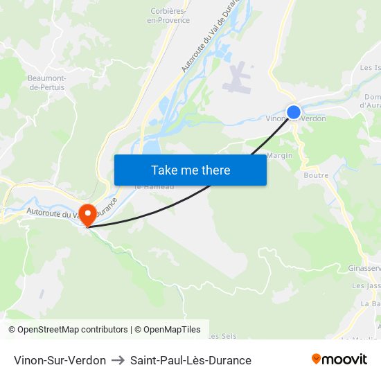 Vinon-Sur-Verdon to Saint-Paul-Lès-Durance map