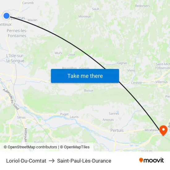 Loriol-Du-Comtat to Saint-Paul-Lès-Durance map