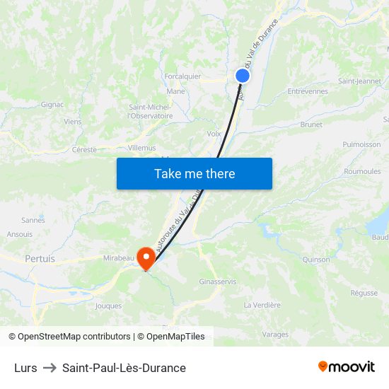 Lurs to Saint-Paul-Lès-Durance map