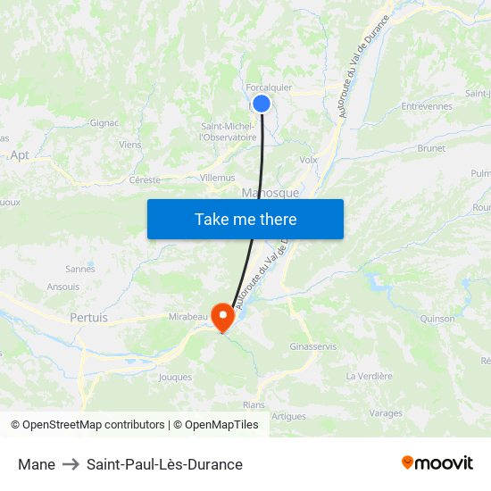 Mane to Saint-Paul-Lès-Durance map