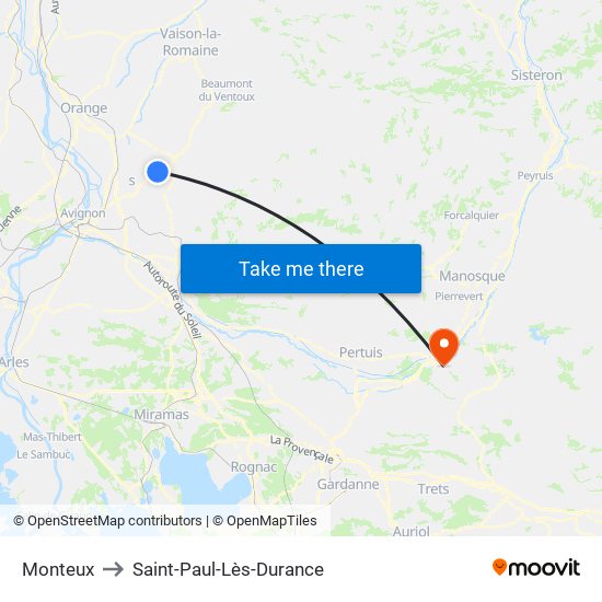 Monteux to Saint-Paul-Lès-Durance map