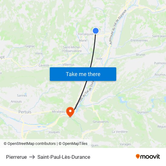 Pierrerue to Saint-Paul-Lès-Durance map