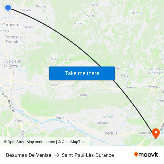 Beaumes-De-Venise to Saint-Paul-Lès-Durance map