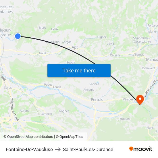 Fontaine-De-Vaucluse to Saint-Paul-Lès-Durance map
