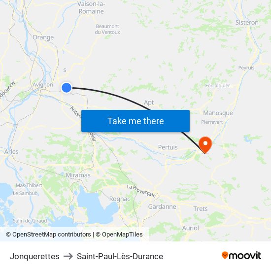Jonquerettes to Saint-Paul-Lès-Durance map
