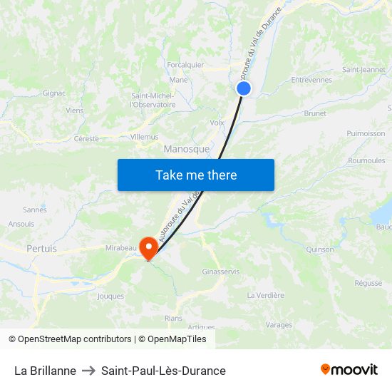 La Brillanne to Saint-Paul-Lès-Durance map
