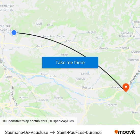 Saumane-De-Vaucluse to Saint-Paul-Lès-Durance map