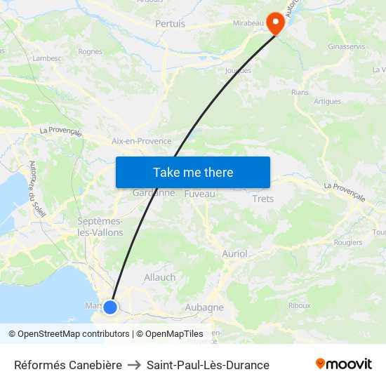 Réformés Canebière to Saint-Paul-Lès-Durance map