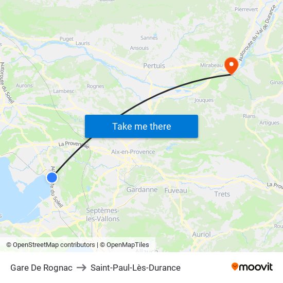 Gare De Rognac to Saint-Paul-Lès-Durance map