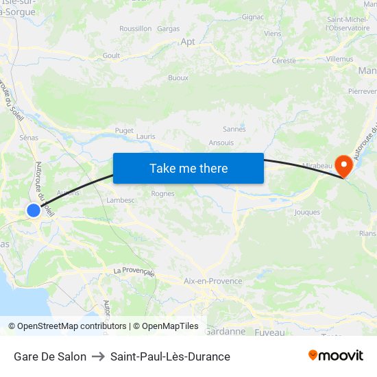 Gare De Salon to Saint-Paul-Lès-Durance map