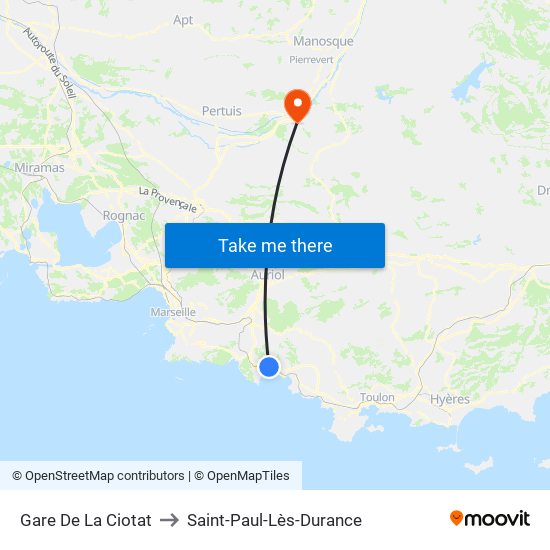 Gare De La Ciotat to Saint-Paul-Lès-Durance map