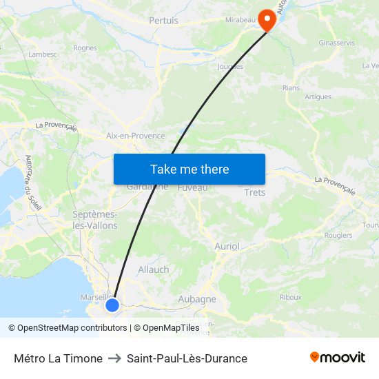 Métro La Timone to Saint-Paul-Lès-Durance map