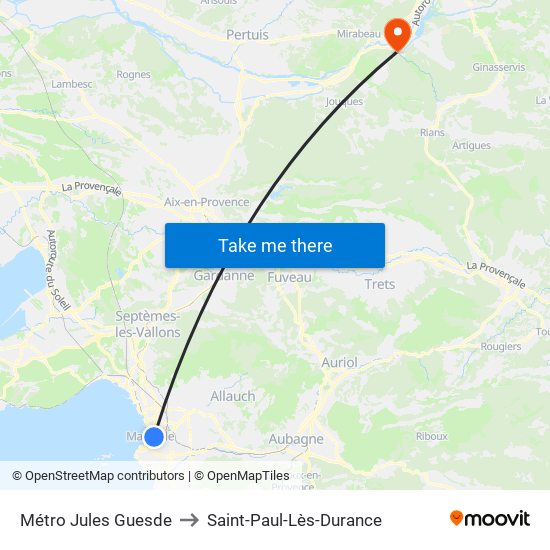 Métro Jules Guesde to Saint-Paul-Lès-Durance map