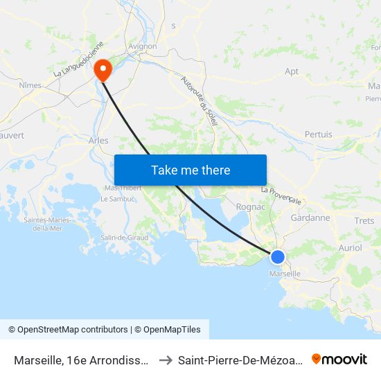 Marseille, 16e Arrondissement to Saint-Pierre-De-Mézoargues map