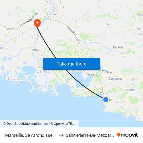 Marseille, 3e Arrondissement to Saint-Pierre-De-Mézoargues map