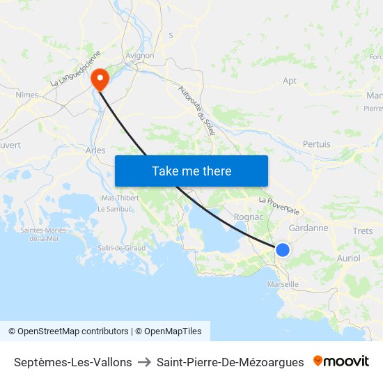 Septèmes-Les-Vallons to Saint-Pierre-De-Mézoargues map
