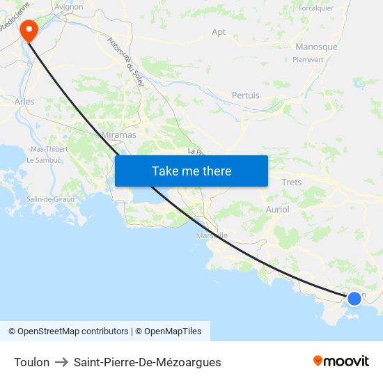 Toulon to Saint-Pierre-De-Mézoargues map