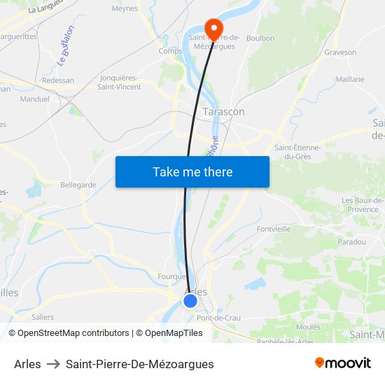 Arles to Saint-Pierre-De-Mézoargues map