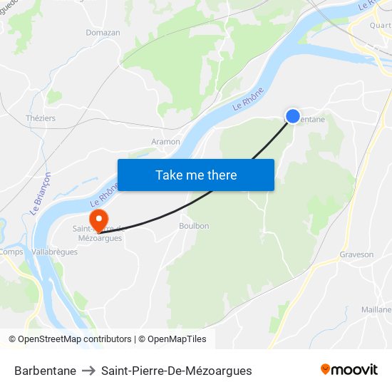 Barbentane to Saint-Pierre-De-Mézoargues map