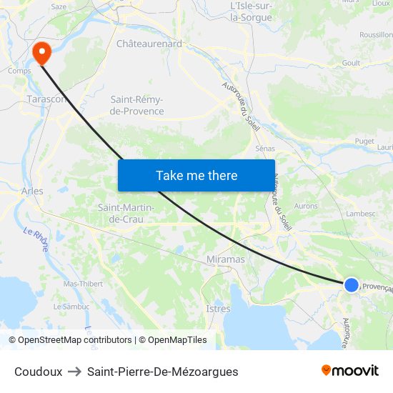 Coudoux to Saint-Pierre-De-Mézoargues map