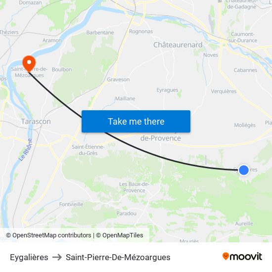 Eygalières to Saint-Pierre-De-Mézoargues map
