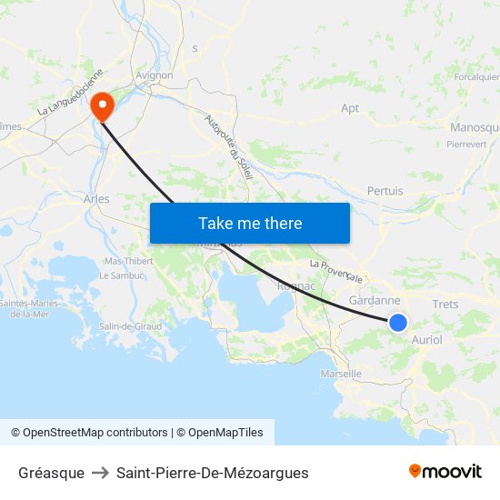 Gréasque to Saint-Pierre-De-Mézoargues map