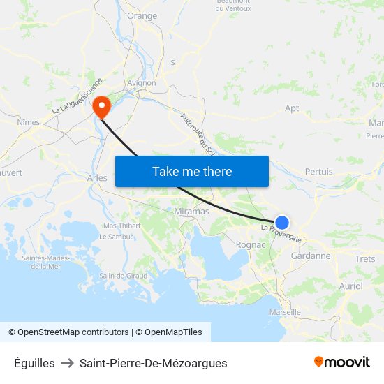 Éguilles to Saint-Pierre-De-Mézoargues map