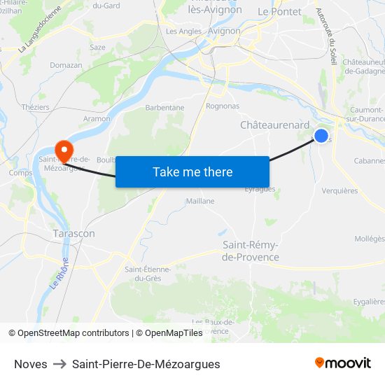 Noves to Saint-Pierre-De-Mézoargues map