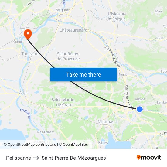 Pélissanne to Saint-Pierre-De-Mézoargues map