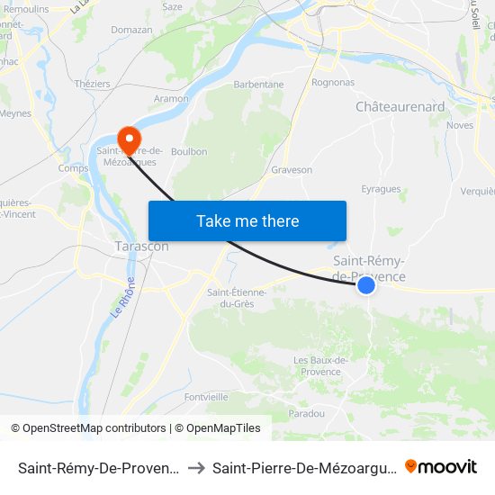 Saint-Rémy-De-Provence to Saint-Pierre-De-Mézoargues map
