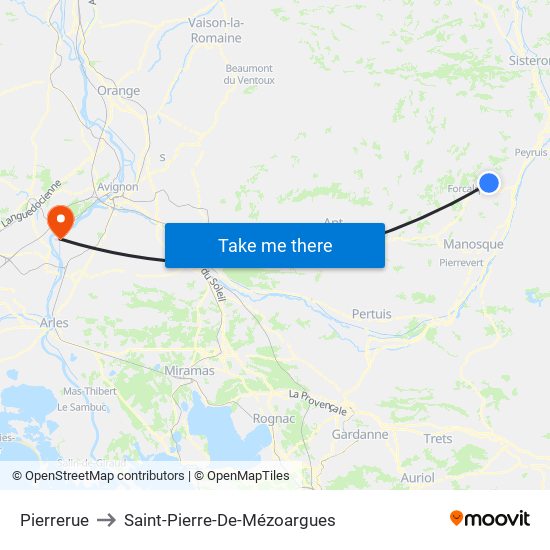 Pierrerue to Saint-Pierre-De-Mézoargues map