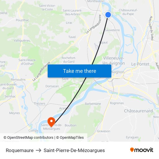 Roquemaure to Saint-Pierre-De-Mézoargues map