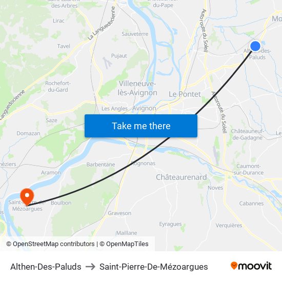 Althen-Des-Paluds to Saint-Pierre-De-Mézoargues map