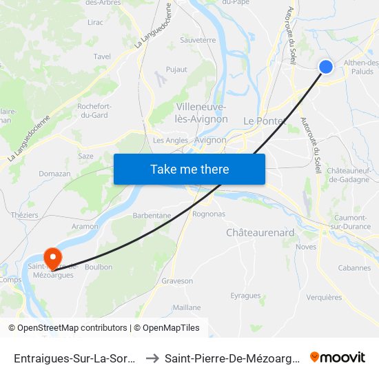 Entraigues-Sur-La-Sorgue to Saint-Pierre-De-Mézoargues map