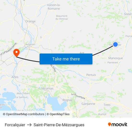 Forcalquier to Saint-Pierre-De-Mézoargues map