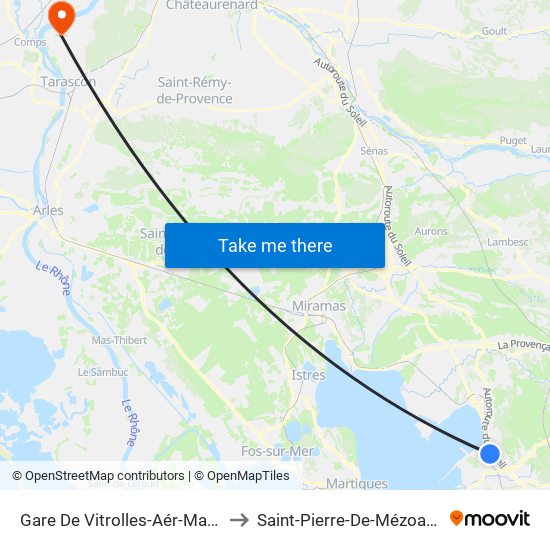 Gare De Vitrolles-Aér-Marseille to Saint-Pierre-De-Mézoargues map