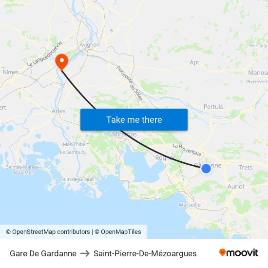 Gare De Gardanne to Saint-Pierre-De-Mézoargues map