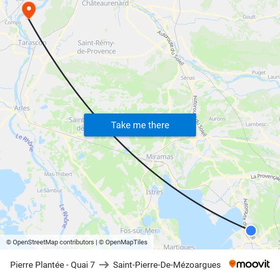 Pierre Plantée - Quai 7 to Saint-Pierre-De-Mézoargues map