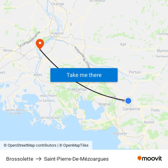 Brossolette to Saint-Pierre-De-Mézoargues map