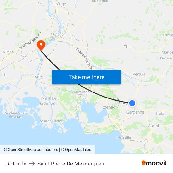 Rotonde to Saint-Pierre-De-Mézoargues map