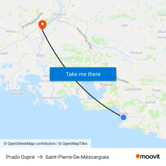 Prado Dupré to Saint-Pierre-De-Mézoargues map