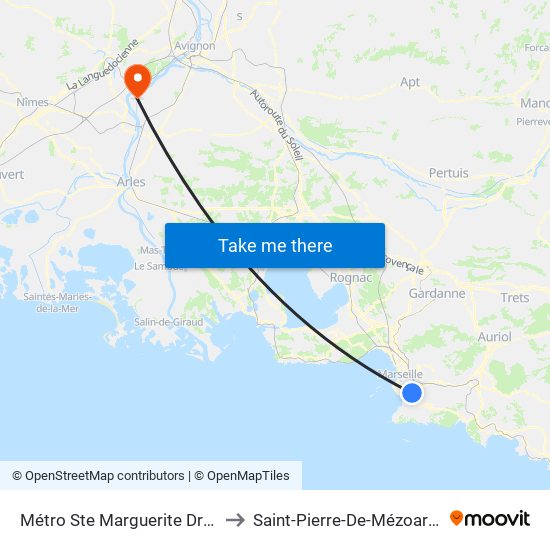 Sainte-Marguerite Dromel to Saint-Pierre-De-Mézoargues map