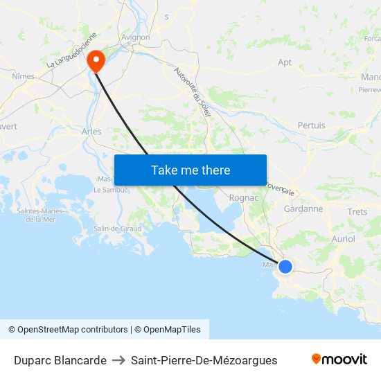 Duparc Blancarde to Saint-Pierre-De-Mézoargues map