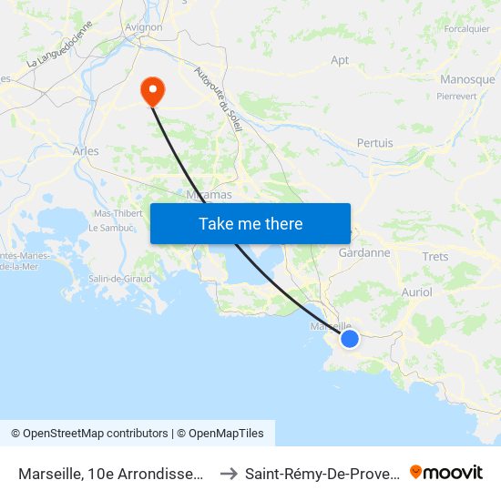 Marseille, 10e Arrondissement to Saint-Rémy-De-Provence map